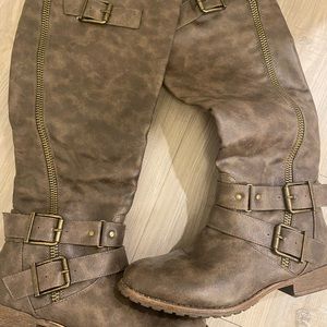 Brown knee high boots